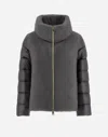 Herno Cape In Nylon Ultralight And New Lady Faux Fur In Grau