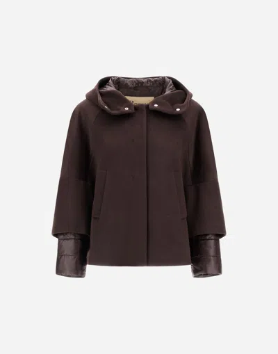 Herno Cape In Pure Cashmere And Nylon Ultralight In Brown