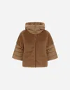 Herno Cape In Satin And Lady Alternative Fur In Brown