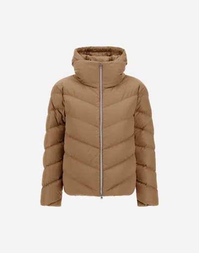 Herno Cape In Satin In Brown