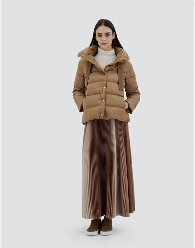 Herno Satin Down Jacket In Brown