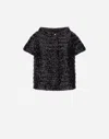 Herno Cape In Sequin Mesh In Black