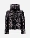 Herno Cape In Shimmering Lace Layer In Black