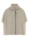 Herno Beige Cape-style Padded Jacket In Gray