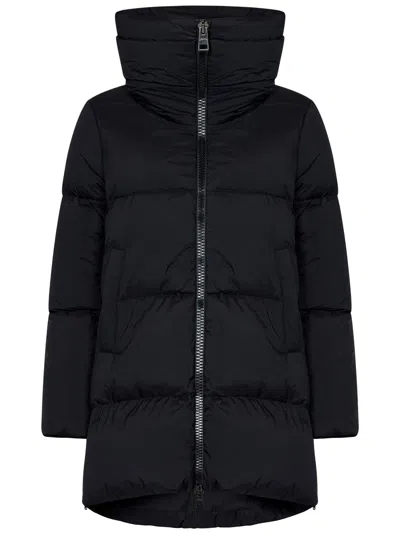 Herno Cape-style Midi Down Jacket - Size 40 It In Black