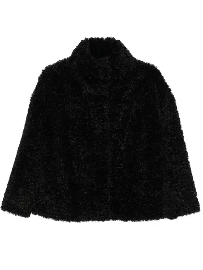 Herno Cappotto Corto A Collo Alto In Ecopelliccia In Black