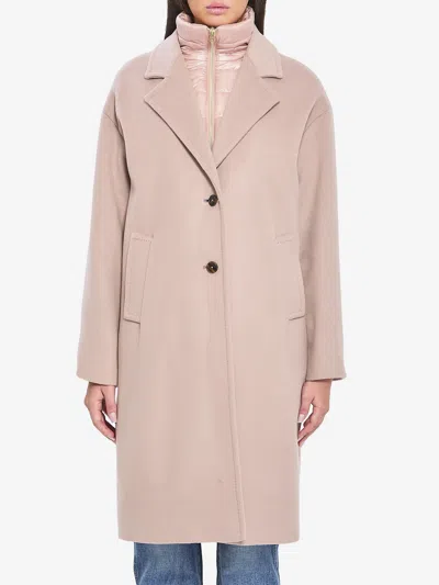 Herno Coat In Velour Wool Cloth And Nylon Ultralight In Pink