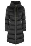 Herno Down Coat With Adjustable Waist And Silhouette In Nero