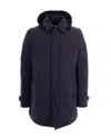 Herno Blue Technical Hooded Down Jacket In Blue