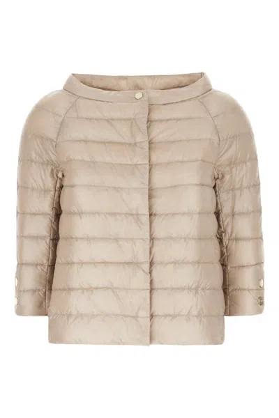 Herno Cappuccino Nylon Down Jacket In Chantilly
