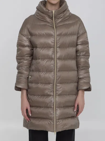 Herno Cappuccino Nylon Matilde Down Jacket In Brown
