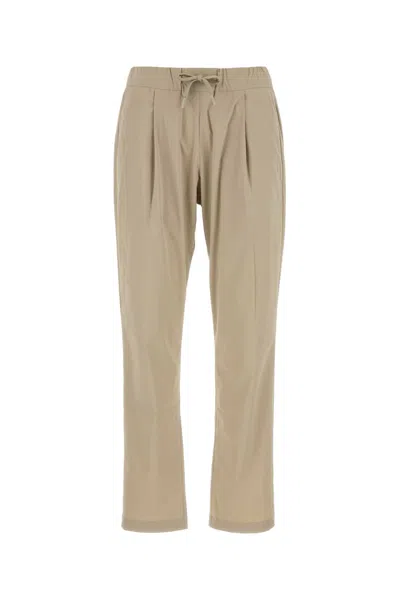Herno Stretch Nylon Pant Inverted Pleats In Beige