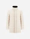Herno Carcoat In Cashmere, Silk And Monogram In Neutral