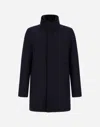 Herno Carcoat In Easy Wool And Light Faux Fur In Blue