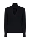 Herno Carded Wool Wrap-front Sweater In Black