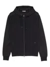 Herno Hooded Drawstring Jackets With Ribbed Finish In Blue