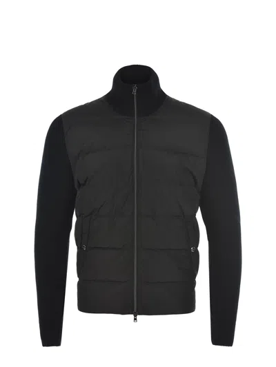 Herno Zipper Long Sleeve Down Jacket In Black