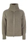 Herno Cardigan In Alpaca And Wool Yarn In Multi