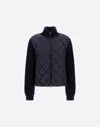 Herno Cardigan In Cob Stitch Carded Wool And Nylon Chamonix In Blue