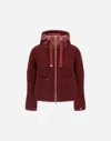Herno Cardigan In Cob Stitch Wool And Nylon Ultralight In Burgundy