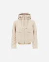 Herno Cardigan In Cob Stitch Wool And Nylon Ultralight In Neutral