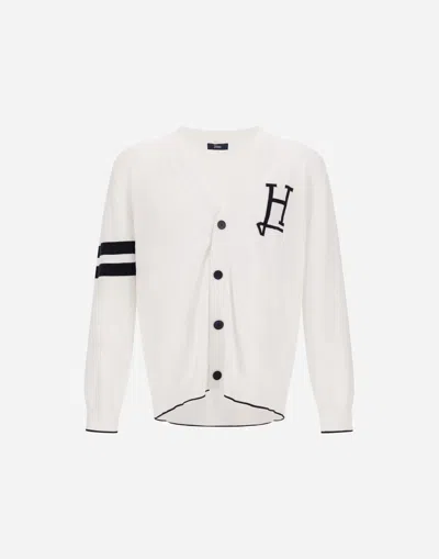 Herno Cardigan In H' Logo Cotton In White