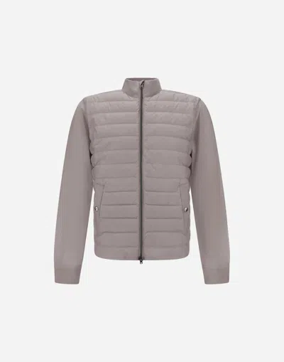 Herno Cardigan In Wool Silk And Ecoage In Gray