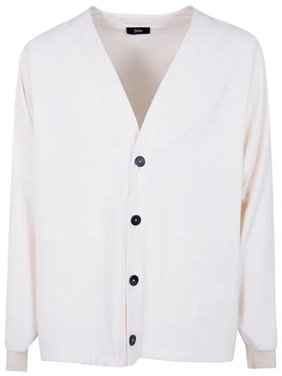 Herno V-neck Button Cardigan In White
