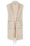 Herno Sleeveless Mixed Media Wool Cashmere Coat In Nuovo Chantilly