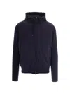 Herno Double-fabric Wool Hooded Jacket In Blue