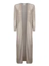 Herno Long Flowing Cardigan In Shiny Lurex Fabric In Chantilly
