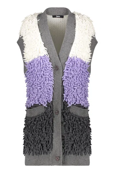 Herno Cardigan Without Sleeves Colored With Pockets In Multi