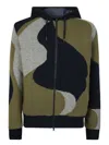 Herno Intarsia Knit Hood Jacket In Multi