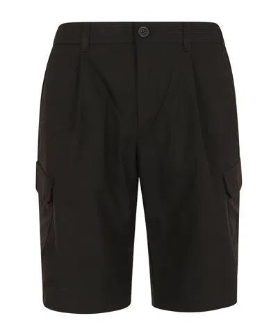 Herno Men Cargo Bermuda Shorts Elastic Waistband In Black