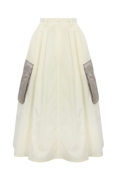 Herno Cargo Skirt With Pockets In Ultralight Nylon In White