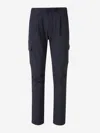 Herno Deep Blue Polyester Pants With Patch Pockets Men In Waist With Elastic And Rope