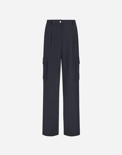 Herno Cargo Trousers In Fluid Wool In Black