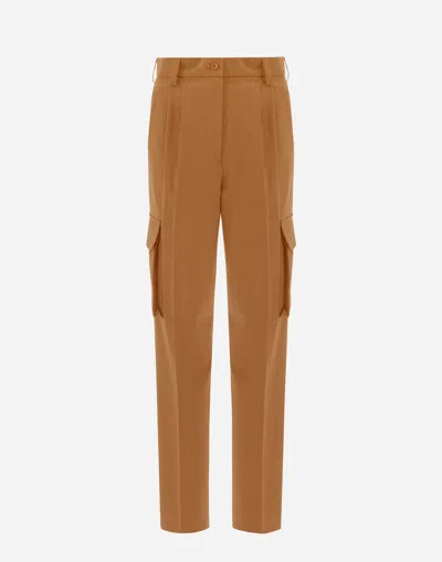 Herno Cargo Trousers In Soft Wool In Camel