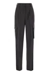 Herno Women Cargo Trousers In Wool And Viscose Blend In Gray