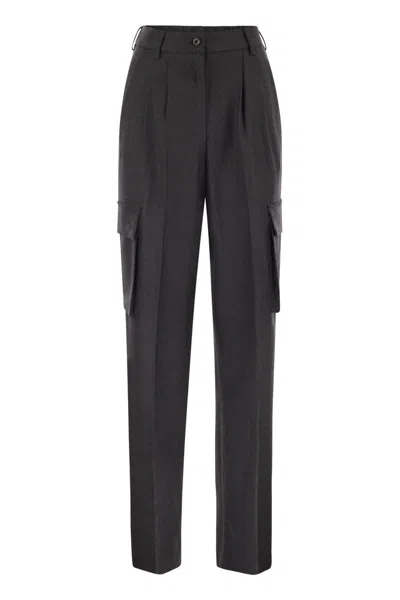 HERNO HERNO CARGO TROUSERS IN WOOL AND VISCOSE BLEND