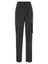 Herno Women Cargo Trousers In Wool And Viscose Blend In Black