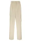 Herno Cargo Trousers In Wool And Viscose Blend In Neutral