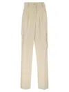 Herno Cargo Trousers In Wool And Viscose Blend In Neutral