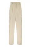 Herno Women Cargo Trousers In Wool And Viscose Blend In Neutral