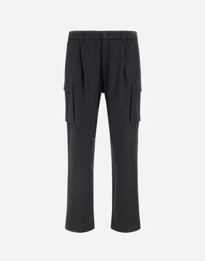 Herno Cargo Trousers In Wool Flannel In Animal Print