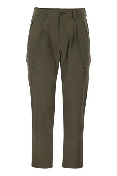 Herno Cargo Trousers With Mechanical Stretch Yarn In Green