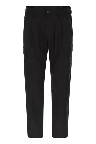 Herno Cargo Trousers With Pleated Design And Elastic Waist In Black