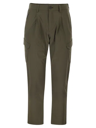 Herno Cargo Trousers With Mechanical Stretch Yarn In Green
