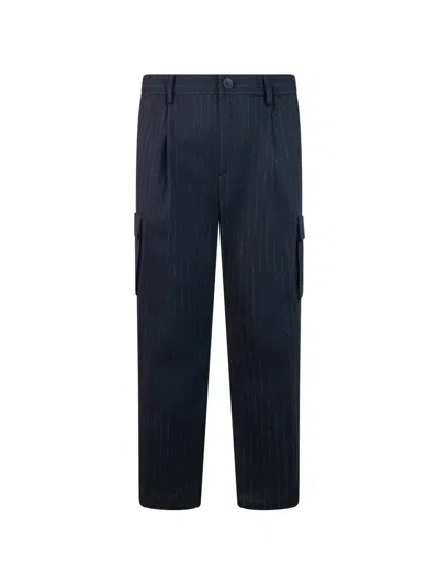 Herno Cargo-pocket Straight-leg Trousers In Blue
