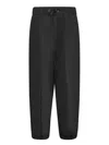 Herno Carrot Fit Black Taffeta Trousers With Adjustable Waistband